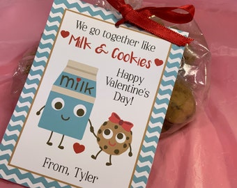 We Go Together Like Milk and Cookies, Milk and Cookies, Valentines for Kids, Valentines For Class, Kids Valentines, Cookies and Milk