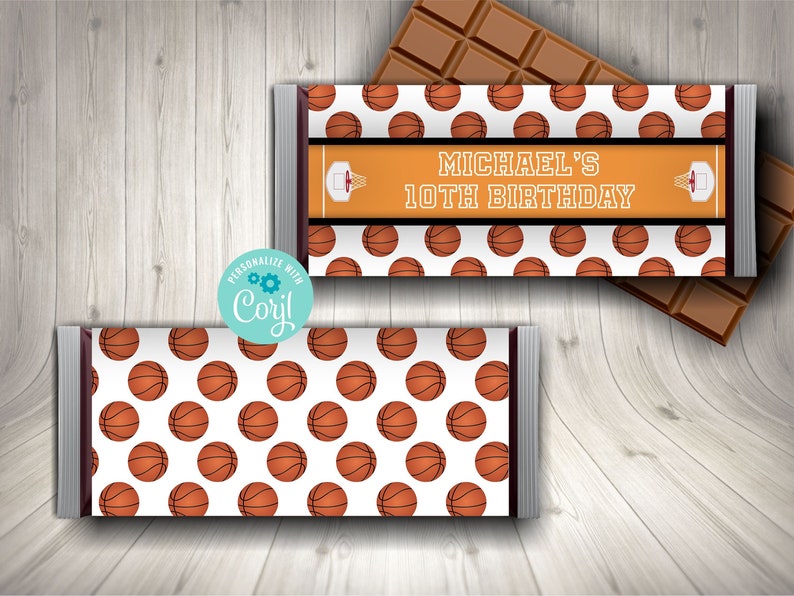 Printable Basketball Chocolate Candy Bar Wrapper Editable Etsy