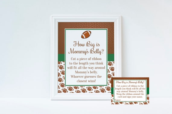 How Big is Mommy's Belly, Football Baby Shower, Belly Game, Sports Baby Shower, Baby Shower Game, Measure Mommy, Boy Baby Shower, Printable Il_570xn