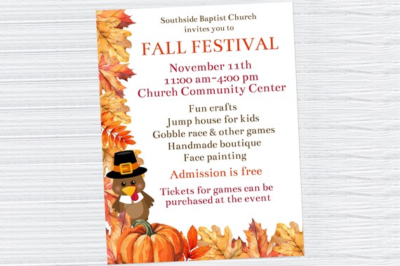 Editable Fall Festival Flyer Template, Printable Harvest Festival ...