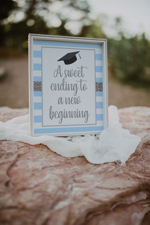 a-sweet-ending-to-a-new-beginning-graduation-sign-blue-and-silver
