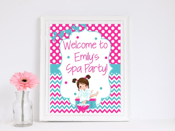 Spa Party Door Sign, Spa Party Welcome Sign, Spa Party, Spa Party Decorations, Girls Spa Party, Spa Party Supplies, Printable Spa Party Il_570xn