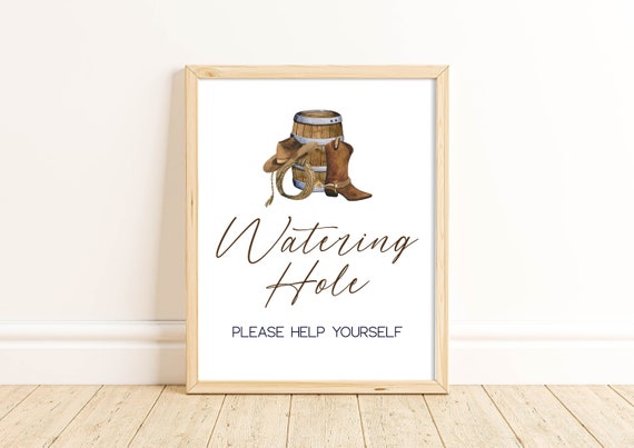 Printable Cowboy Watering Hole Sign | 1st Rodeo Decorations | Wild West | Cowboy Birthday ...