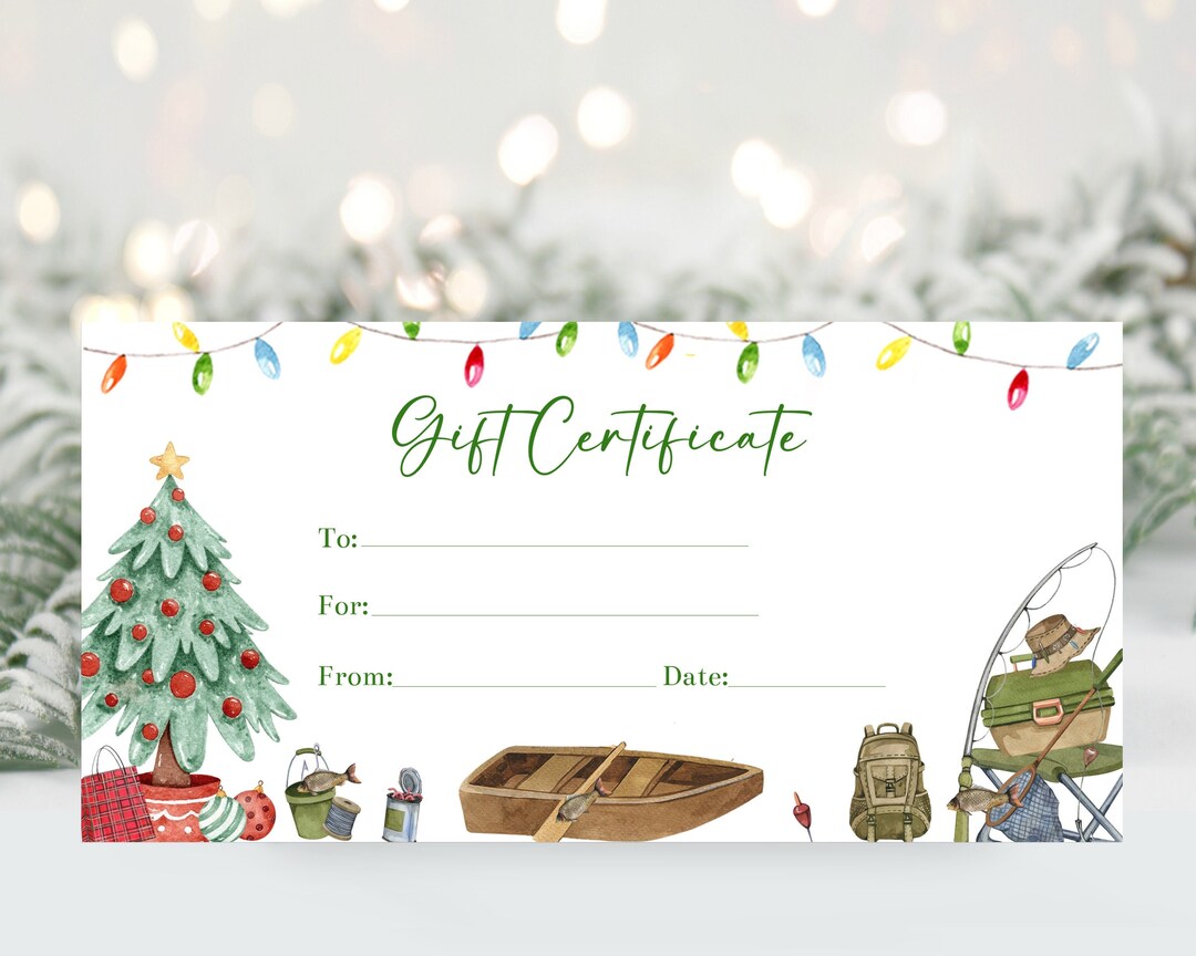 Printable Fishing Christmas Gift Certificate Voucher Template, Editable Fishing Trip Christmas Coupon, Personalized Gift for Him, Corjl - Etsy