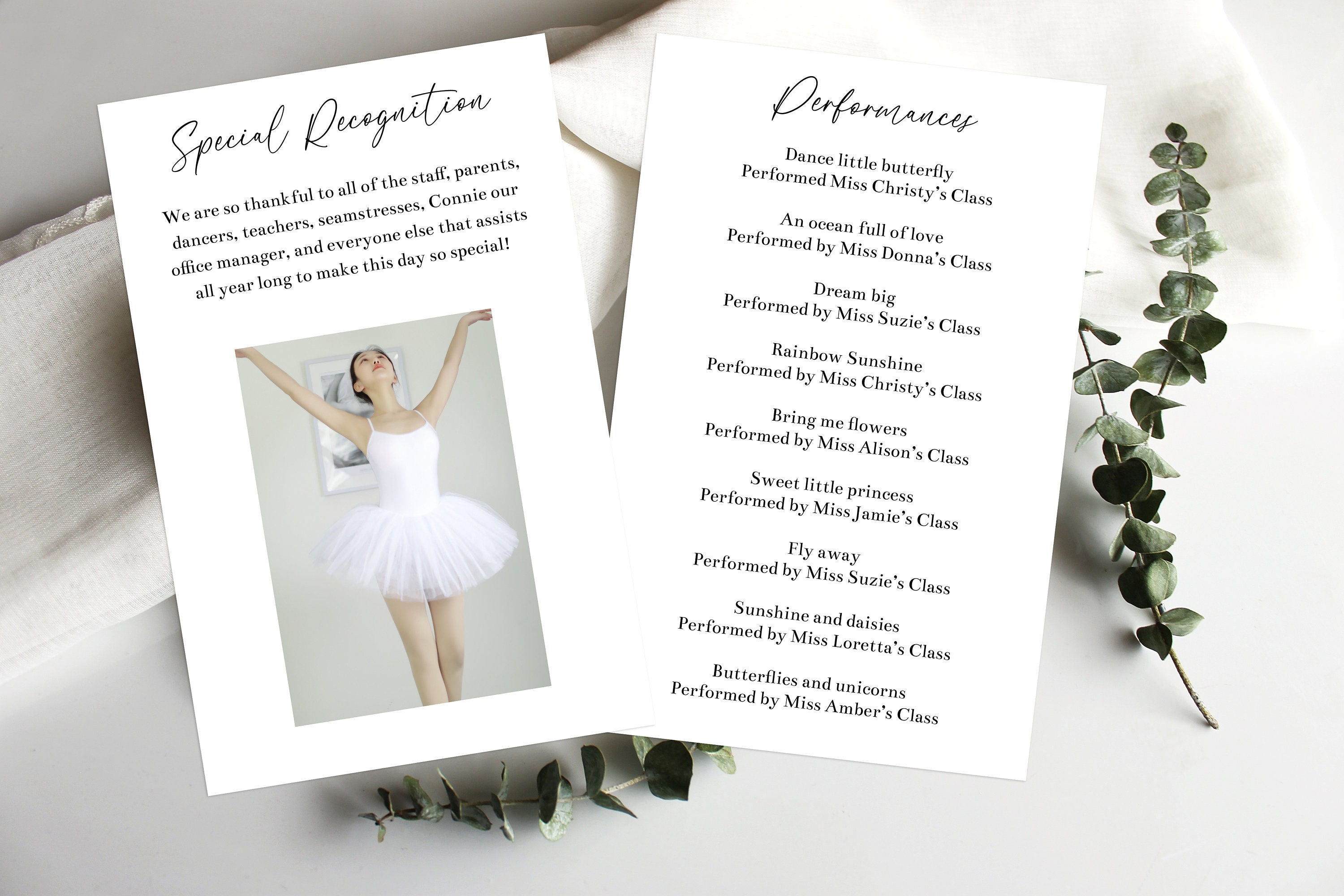 Recital Performance Programs Editable Dance Recital Program Template, Printable Ballet Recital ...