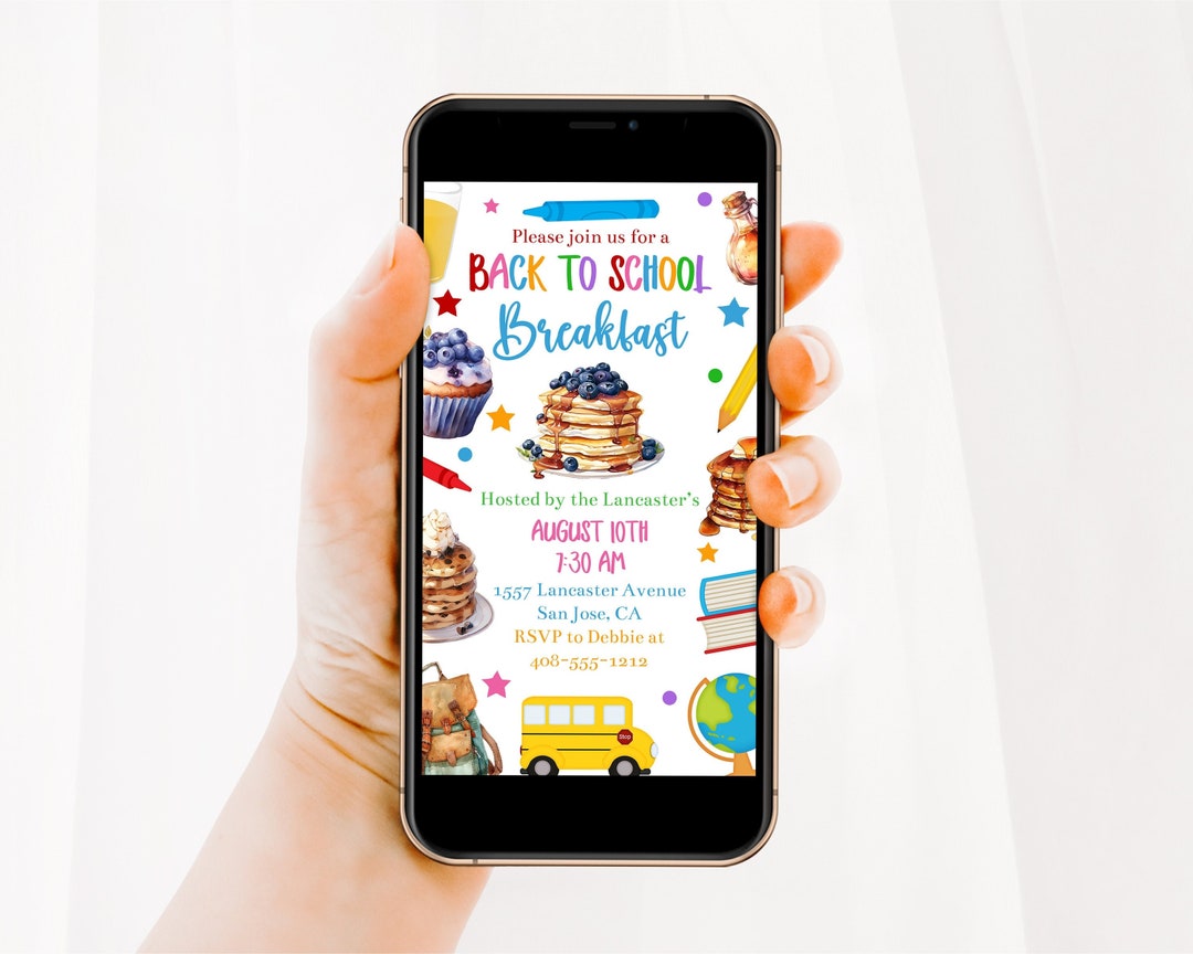 Electronic Breakfast Back to School Invitation Template, End of Summer ...