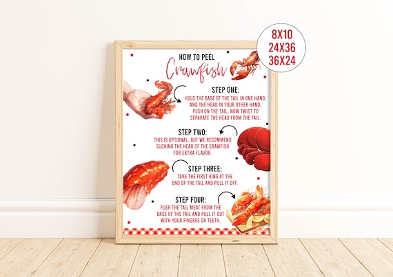 Printable How To Peel Crawfish Sign, Crawfish Boil Party Decorations, Seafood Party, Craw Fish Boil, Instant Download, Summer Party, CFBP