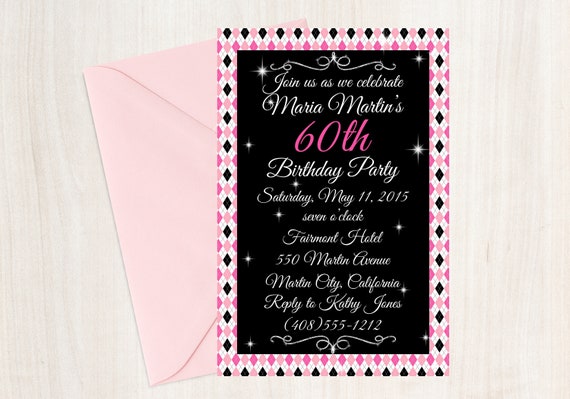 60th birthday invitation 60th birthday surprise invitation pink