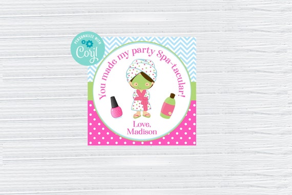 Printable Spa Party Favor Tag For Girls Spa Birthday Decorations Printable Spa Party Favor Tag For Girls Spa Birthday Decorations