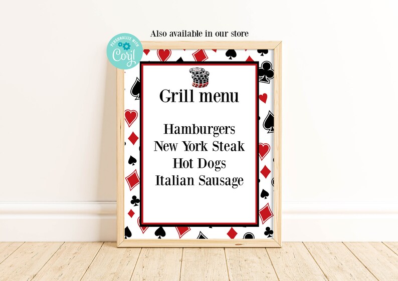 Editable Casino Party Bar Menu Casino Birthday Las Vegas Etsy