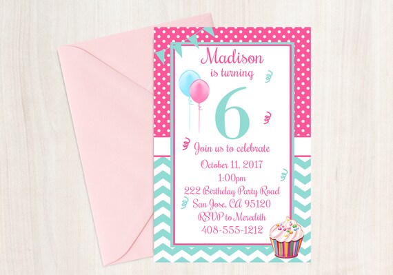 6th Birthday Party Invitation 6th Birthday Party Invitation Sixth 