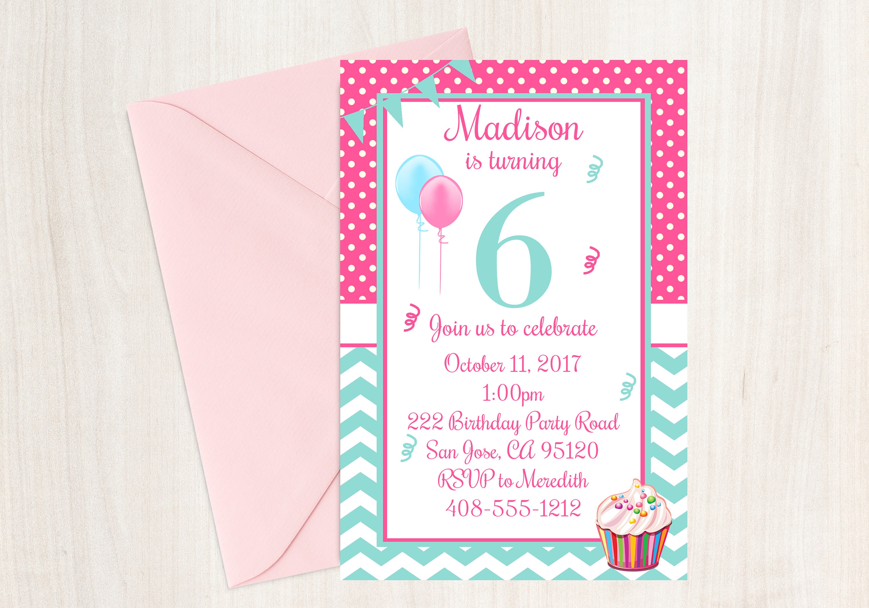 6th Birthday Party Invitation 6th Birthday Party Invitation Etsy