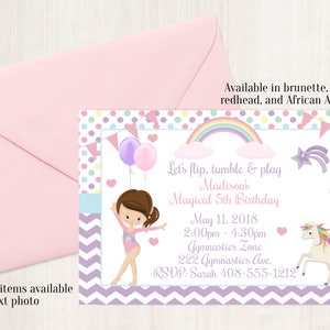 Gymnastics Unicorn, Magical Unicorn, Gymnastics, Unicorn, Unicorn Invitation, Magical Celebration, Gymnastics Party, Gymnastics Invite