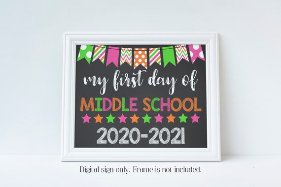 First Day of Middle School Sign, 1st Day of School Sign, School Sign, School Photo, 6th Grade Sign, Back to School Sign, Digital Download Il_570xn