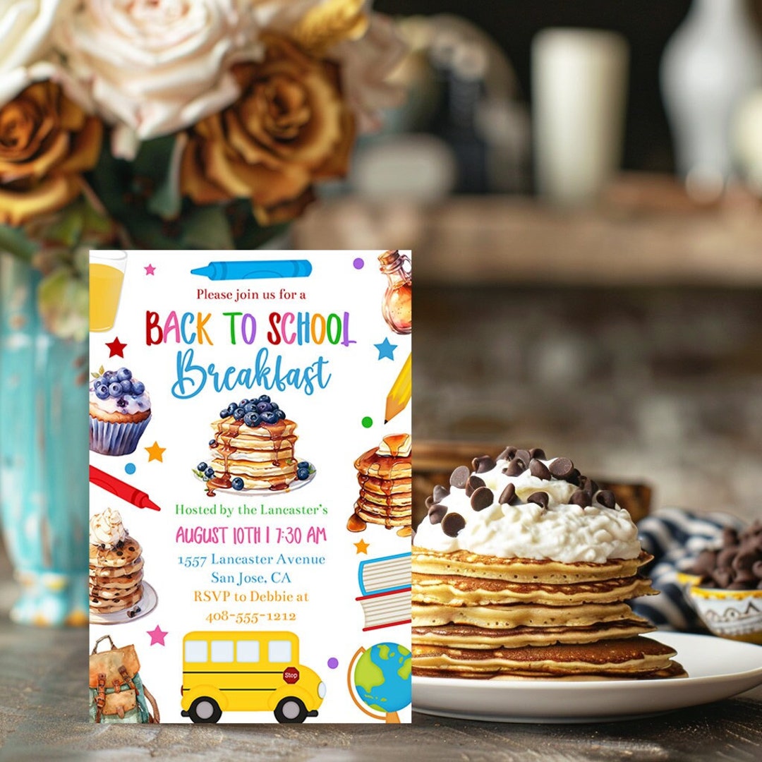 Editable Back to School Breakfast Invitation Template Printable End of ...