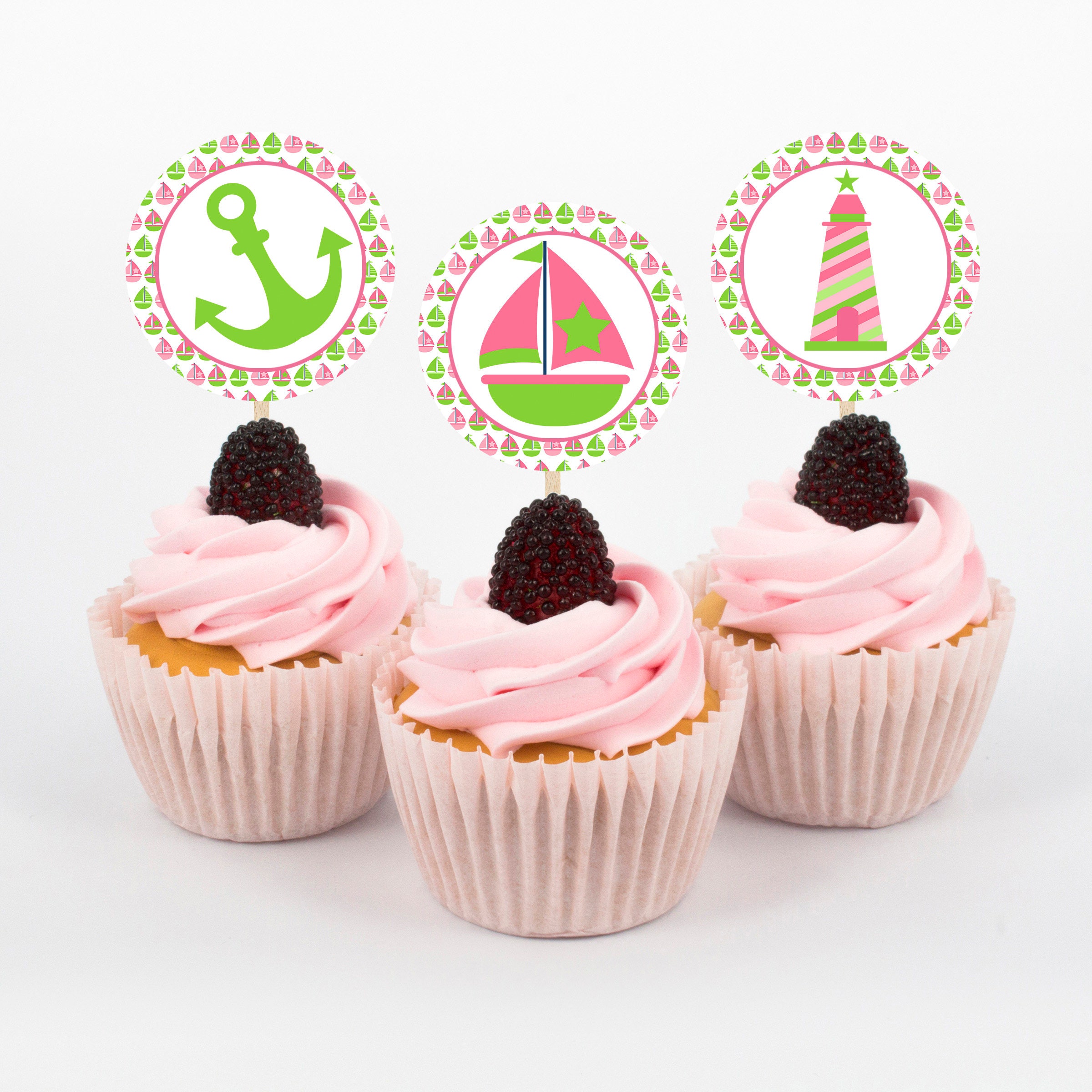 Nautical Cupcake Toppers Nautical Baby Shower Nautical Birthday Nautical Cupcake Toppers Nautical Baby Shower Nautical Birthday