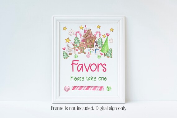 Gingerbread House Party, Favors Sign, Winter Birthday Party, Gingerbread Party Decorations, Gingerbread Birthday Party, Printable Sign, GBP Il_570xn