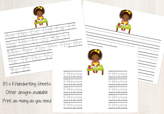 African American Art Writing Printable, Homeschooling Worksheets, Handwriting Practice, Personalized Alphabet Sheets, Practice Writing Il_570xn