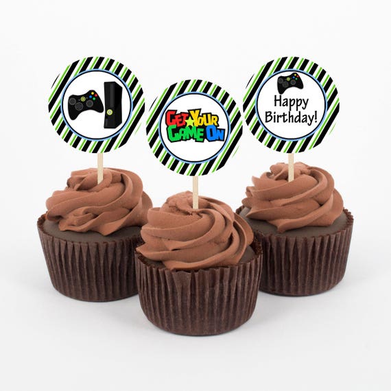 Video Game Cupcake Toppers, Video Game Birthday Party, Boys Birthday Party, Cupcake Toppers, Instant Download, Party Decorations, Digital Il_570xn