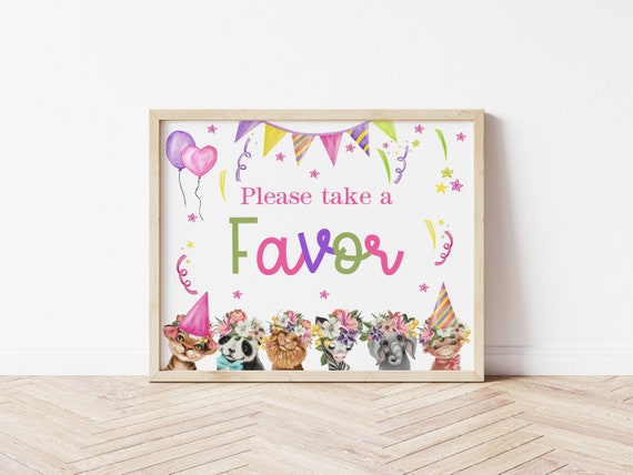 Favor Sign, Party Animals, Animal Party, Zoo Party, Animal Birthday, Party Decorations, Safari Party, Wild One, 1st Birthday, Instant, PABP Il_570xn