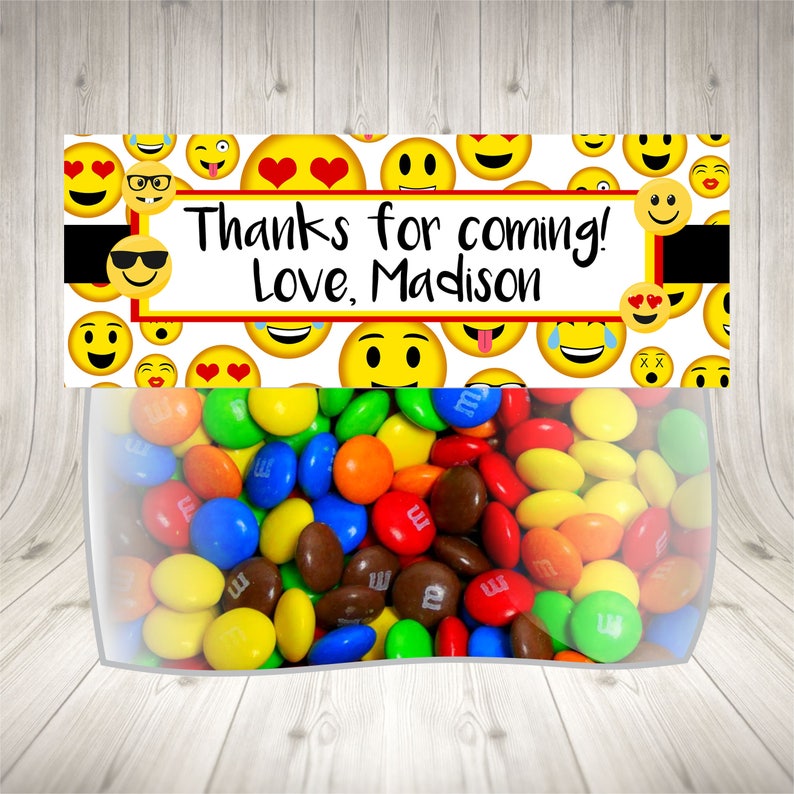 Emoji Birthday Emoji Bag Topper Emoji Treat Bag Emoji Etsy