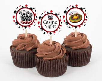 Casino Night Cupcake Toppers, Birthday Cupcake Toppers, Casino Birthday Party, Casino Night, Cupcake Toppers, Instant, Printable, CAS