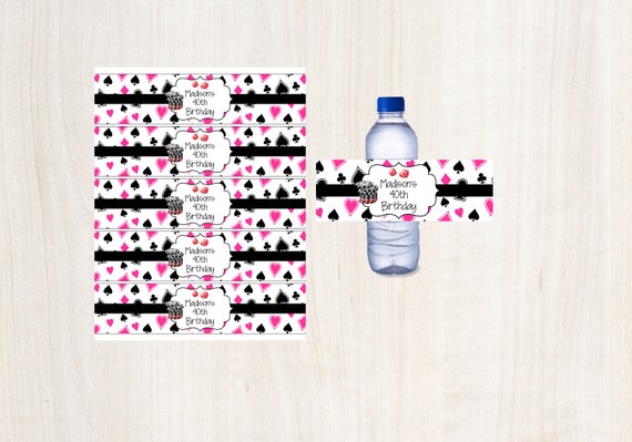 Casino Party, Casino Water Bottle Labels, Casino Decorations, Water Bottle Wrappers, Instant Download, Printable, 40th Birthday, 30th Party Il_570xn