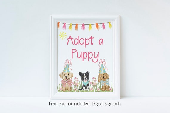 Adopt a Puppy Sign, Puppy Party, Puppy Decorations, Dog Party, Dog Birthday, Puppy Party Decorations, Puppy Pawty, Party Sign, PAWB Il_570xn
