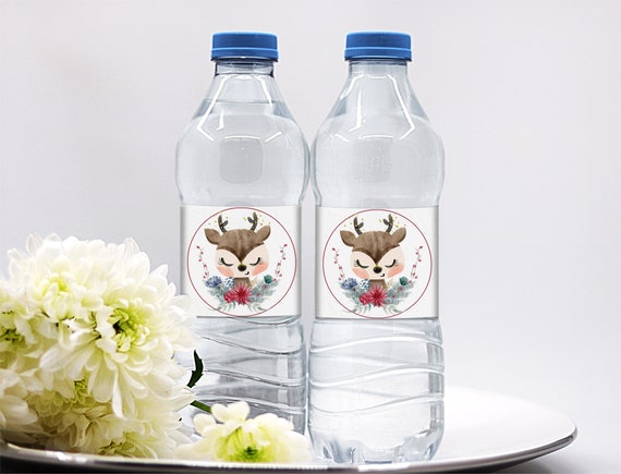 Reindeer Water Bottle Wrappers, Christmas Birthday, Party Decorations, Winter Party, Winter Birthday, Instant Download, Printable, RDBP Il_570xn