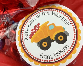 Loads of Fun, Dump Truck Valentine, Construction Tag, Truck Valentine, Dump Truck Tag, Boy Valentine, Valentines For School, Kids Valentines