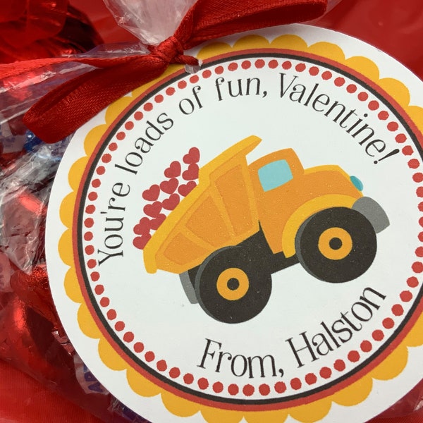 Loads of Fun, Dump Truck Valentine, Construction Tag, Truck Valentine, Dump Truck Tag, Boy Valentine, Valentines For School, Kids Valentines