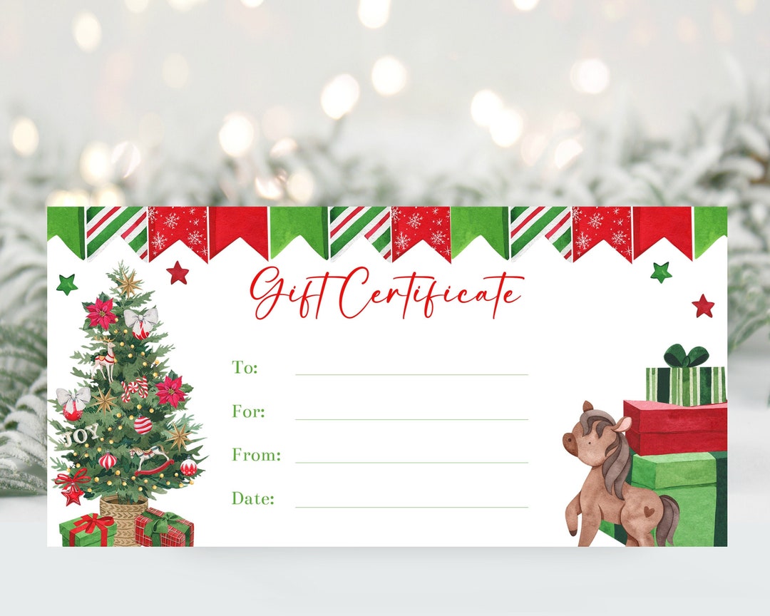 Editable Horseback Riding Lessons Christmas Gift Certificate Voucher ...
