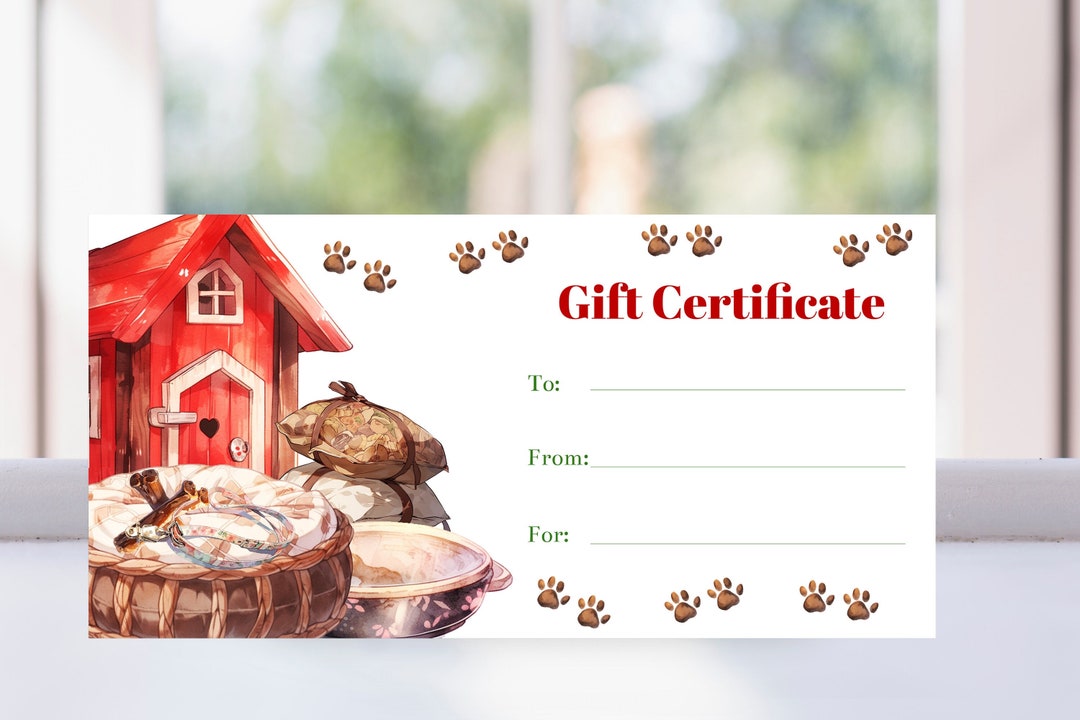 Printable Pet Supplies Gift Certificate Template Editable New Pet Gift