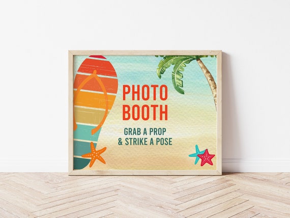 Photo Booth Sign, Summer Birthday, Summer Party, Flip Flop Party, Birthday Party Decorations, Printable Sign, Instant Download, FLBP Il_570xn