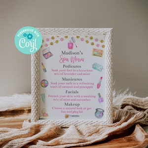 Makeup Spa Party Bundle Templates, Printable Spa Party Signs, Spa Party ...