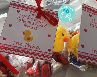 San Valentín Para Niños Editables, Pato De San Valentín, Pato De La Suerte, Preescolar, Corjl, San Valentín En El Aula, San Valentín Escolar, Pato De Goma, Etiquetas Imprimibles