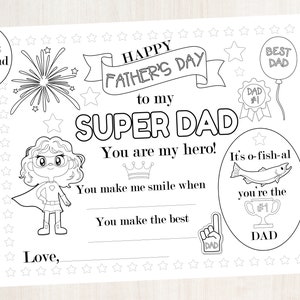 Imprimível para o Dia dos Pais, Presente para o Pai dos Filhos, Super Pai, Folha para Colorir, Presente para o Pai, Presente para o Dia dos Pais da Filha, 1º Dia dos Pais