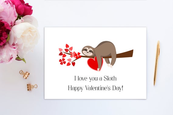 Sloth Valentine, Valentines Day Card, Valentines Day Card for Boyfriend, I love you a Sloth, Funny Valentine, Valentine Card, Sloth Card Il_570xn