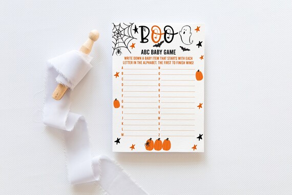 Boo Baby Shower, ABC Baby Shower Game, Halloween Baby Shower, Orange and Black, Baby Shower Games, Instant Download, Alphabet Game, LBBB Il_570xn