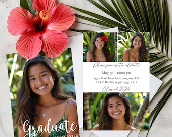 Editable Class of 2024 Graduation Announcement Template Printable Grad Party Invite Photo Collage Template For Photographers 5x7 Corjl #4283