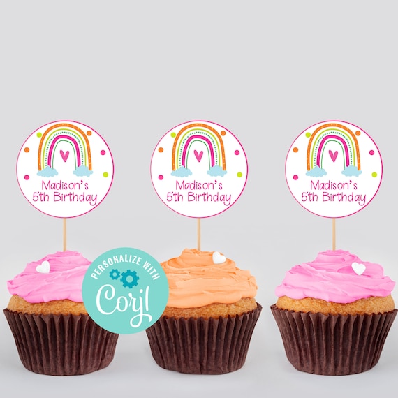 Cupcake Toppers for Rainbow Book Theme Baby Shower Printable DIY Party Circles *DIGITAL DOWNLOAD*