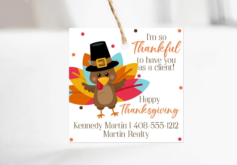 Printable Real Estate Agent Thanksgiving Tag Editable I'm - Etsy