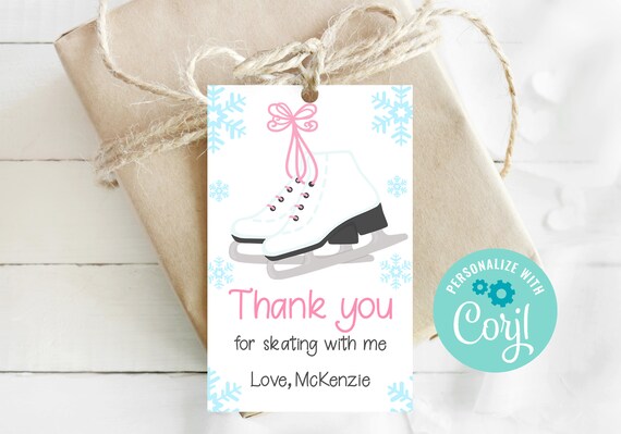 Editable Ice Skating Tag, Ice Skating Birthday, Ice Skating Party, Winter Birthday, Corjl, Printable Tags, Winter Party, Instant Download Il_570xn