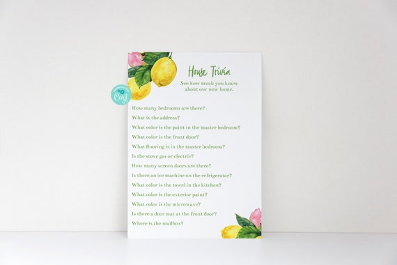 Housewarming Party Housewarming Party Games Lemon Theme House Trivia New Home House Warming Party Game Instant Printable Lehw By Sweet Party Wishes Catch My Party