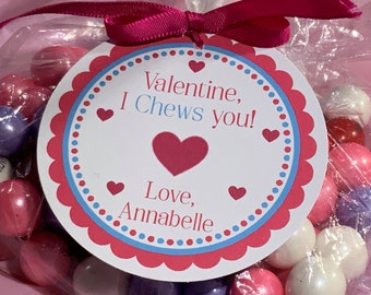 Valentine I Chews You, Bubble Gum Valentine Tag, Girls Valentine Tag, School Valentine, Kids Valentines, Valentines For Kids Class