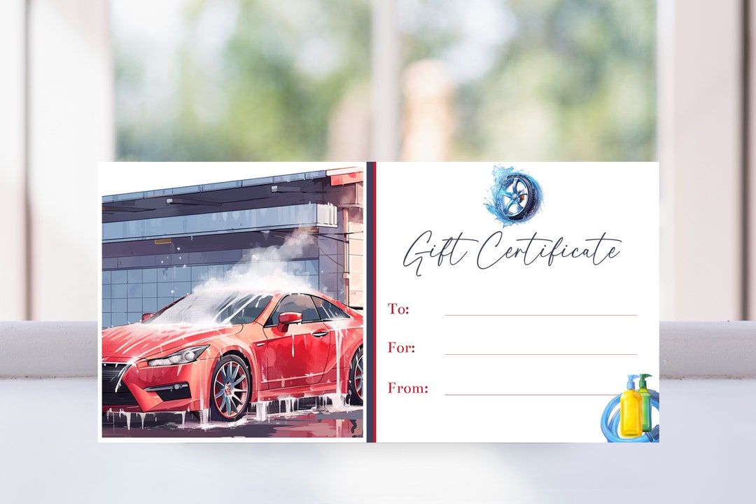 Printable Car Wash Gift Certificate Voucher Template, Editable Car Printable Car Wash Gift Certificate Voucher Template, Editable Car
