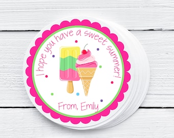 Sweet Treats Summer Favor Tag, Summer Ice Cream Party Tag, School Year-End Summer Favor Tag, I Hope You Have A Sweet Summer Tag
