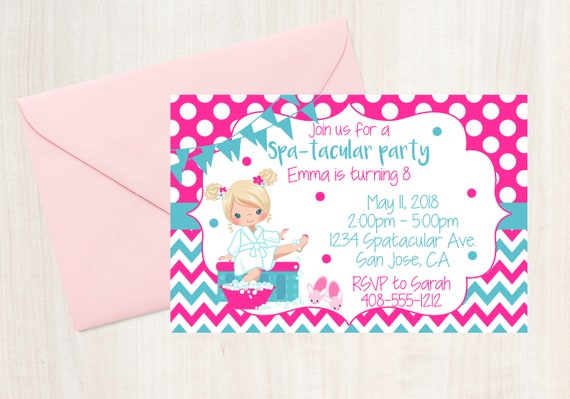 Spa Birthday Party Invitation, Spa Party, Spa Invitation, Girls Spa Party, Spa Invite, Spa Printable, Printable Invitation, Pamper Party Il_570xn