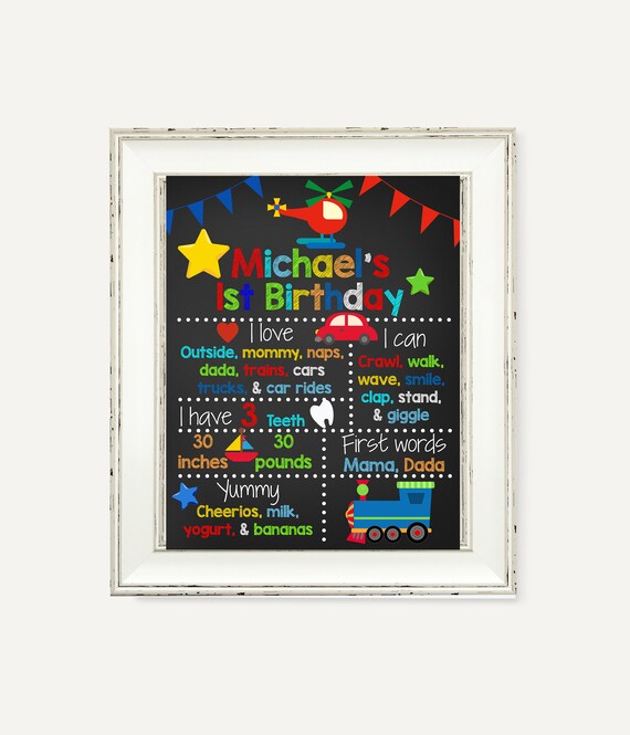 Transportation 1st Birthday Chalkboard Sign, Transportation Sign, 1st Birthday Sign, First Birthday Sign, Transportation Birthday, Airplane Il_570xn
