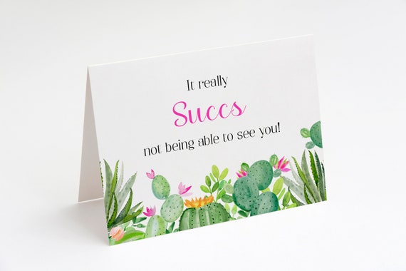 It really succs not being able to see you, Social distancing, Quarantine card, Miss you card, Succulent card, Social distance, Stay at home Il_570xn